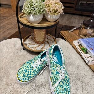 Vans Teal and Yellow Athletic Shoes